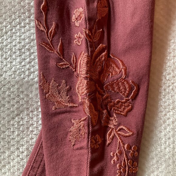 NWT Express Ankle Legging Size 12R Regular Skinny High Rise Pink Embroidered - Picture 5 of 13
